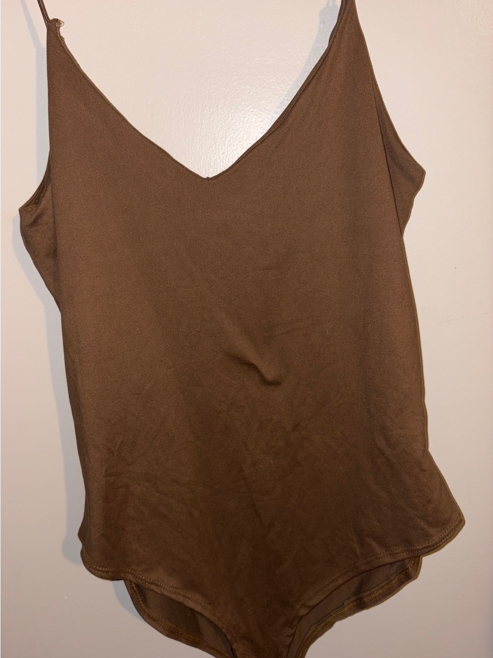 Classic Brown V-Neck Women's Tank Bodysuit